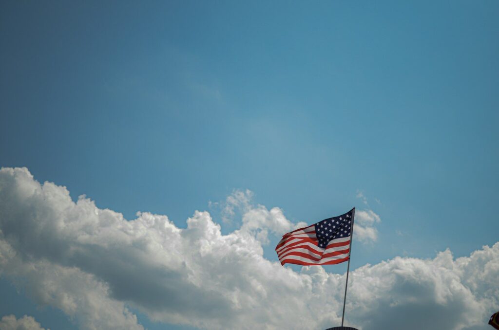 a flag flying in the air